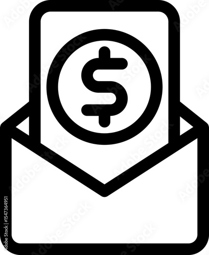 Invoice Mail Icon with line and simple style