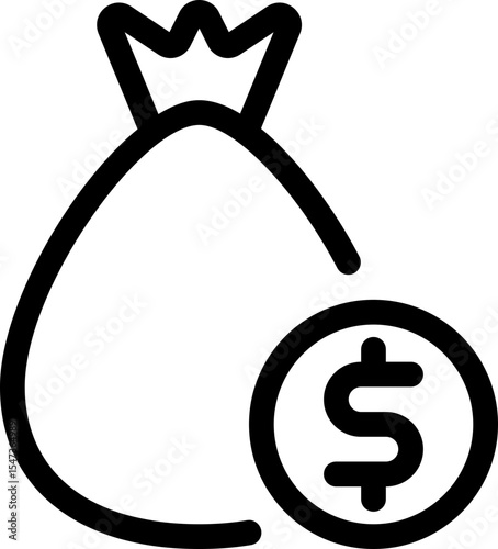 Money Bag Coin Icon with line and simple style