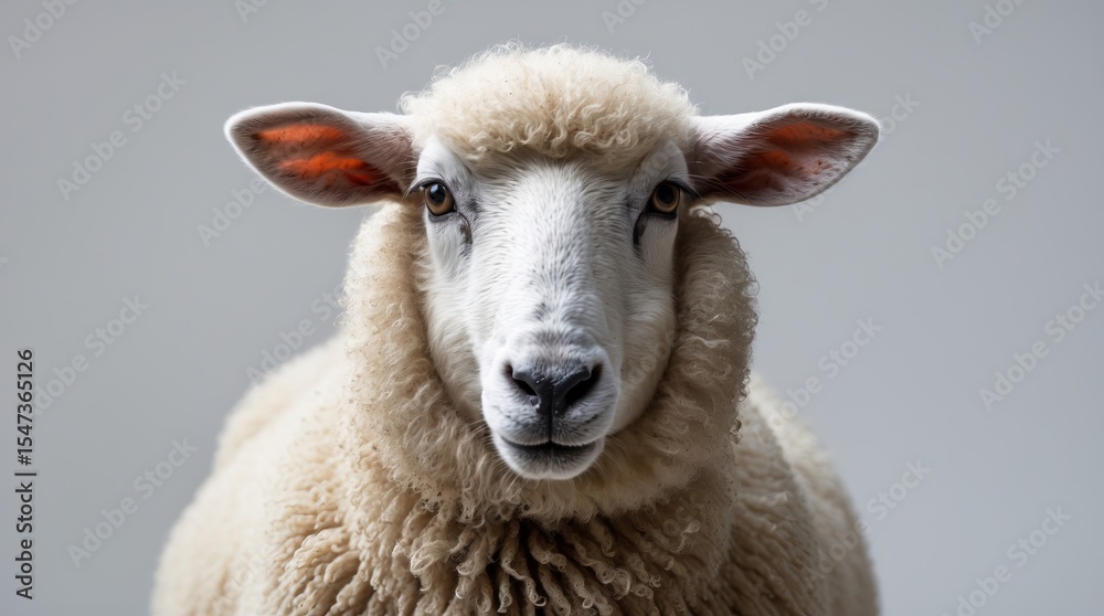 Fototapeta premium Close-up of a Sheep — A Symbol of Natural Gentleness, Textural Expressiveness, and Trustful Calm