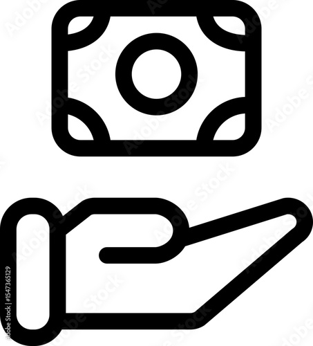 Transaction Hand Icon with line and simple style