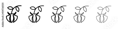 Ylang ylang icon flat illustration set logo