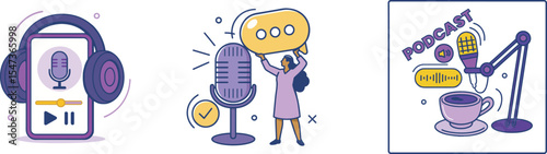 Podcast vector illustration concept set on white background.