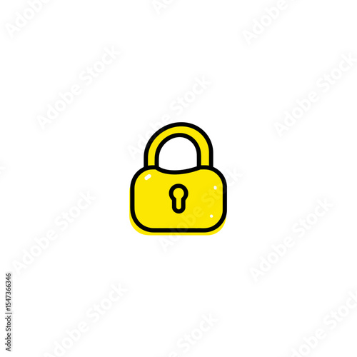Cartoon padlock secures against white modern background protection safety graphic security