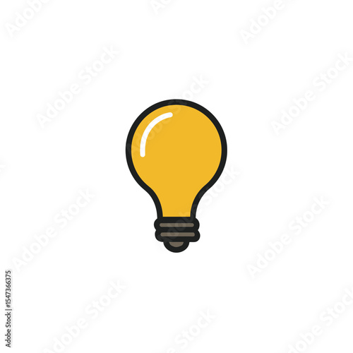 Lightbulb icon illuminates idea flat design on white background simple drawing single element
