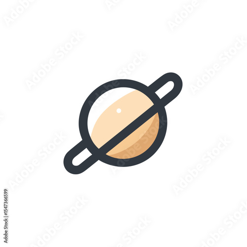 Saturn icon orbits planet in space minimal view graphic vector