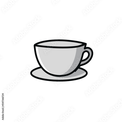 Coffee cup icon displays drink on saucer isolated graphic
