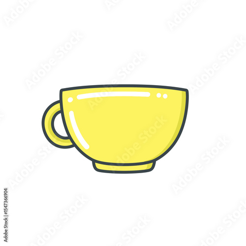 Yellow teacup rests against white background graphic resource object design