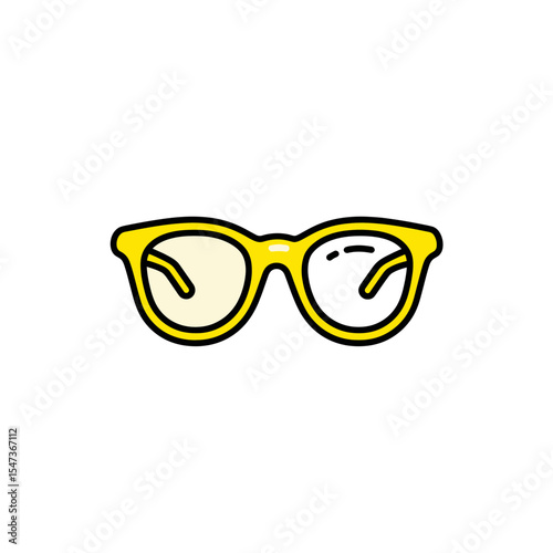 Yellow eyewear provides vision correction on blank backdrop detail design