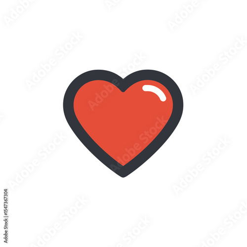 Red heart icon radiates affection on white background graphic design