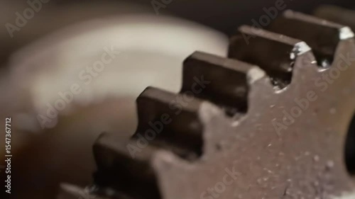Metal Gear Rotating Slowly in Industrial Light