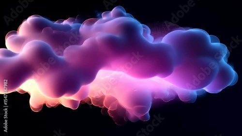 Ethereal cloud formation with vibrant colors illuminating the edges against a dark background