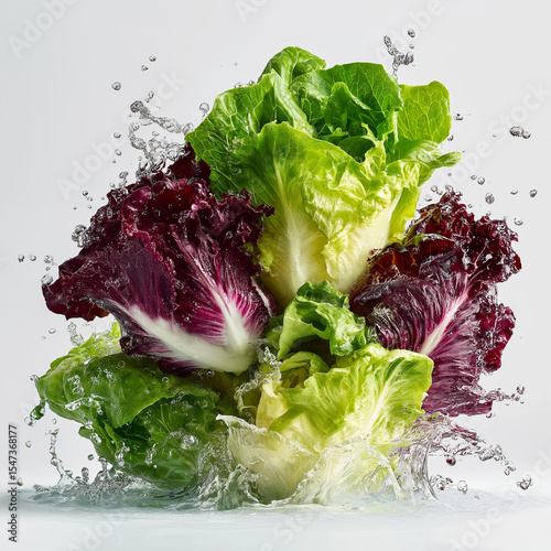 Fresh salad lettuce on white background