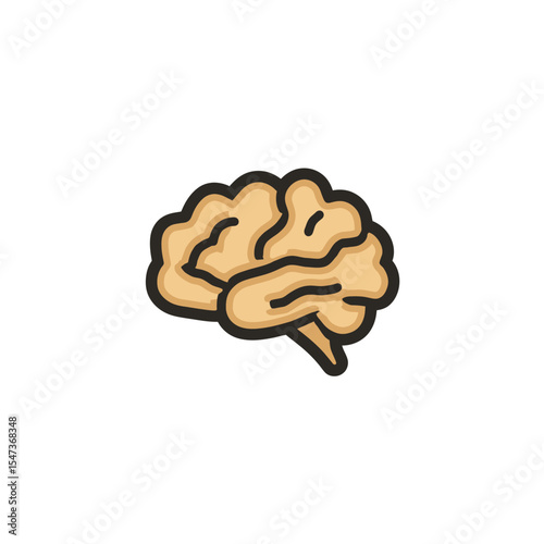 Stylized brain illustration represents intelligence on white background medical