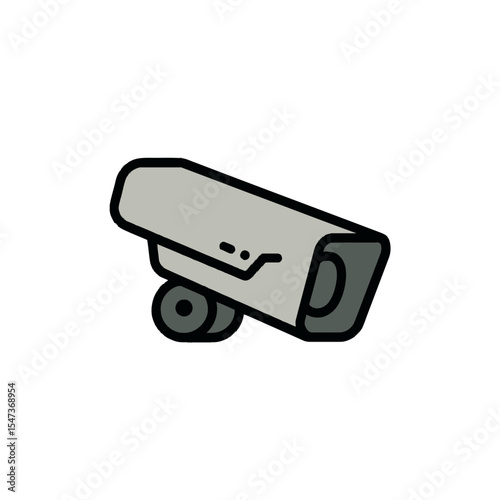 Security camera monitors watches in cartoon isolated white background surveillance.