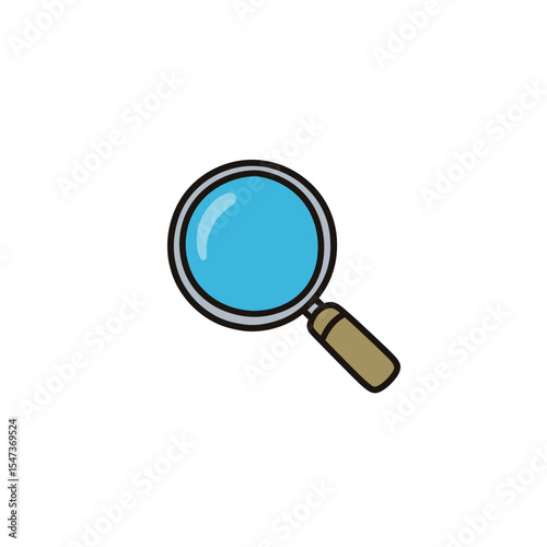 Blue magnifier explores findings search on white background tool focus