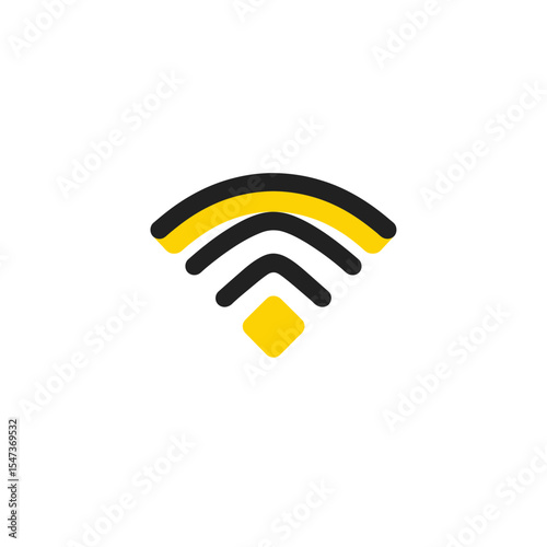 Abstract wifi signal icon emits connection waves over white background network digital