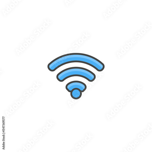 Blue wifi icon transmits signal on plain background connection technology