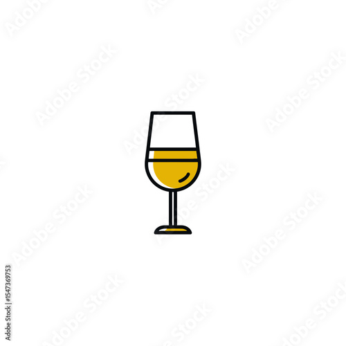 Elegant wineglass displays golden liquid drink against plain backdrop vector design