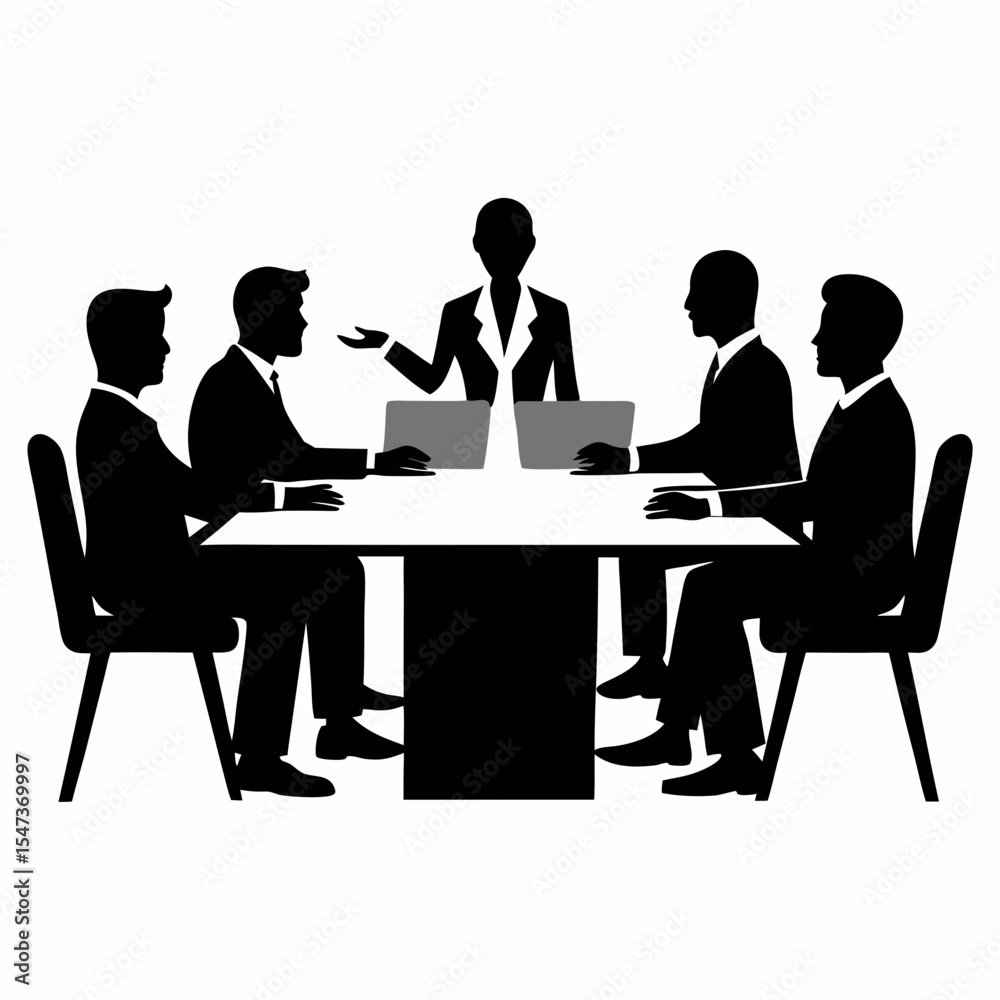Silhouette vector illustration of business people having a meeting together Silhouette vector illustration of business people having a meeting together