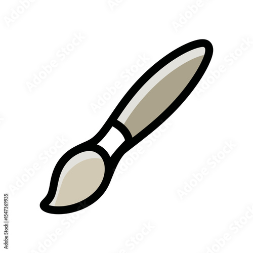Beige paintbrush paints subtly on white backdrop minimalist presentation graphic