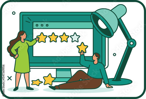 Customer Review Vector Illustration. People Giving Feedback.