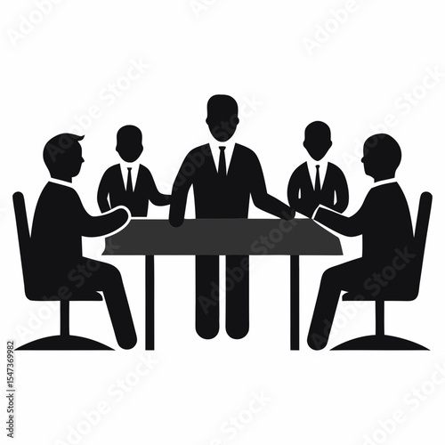 Silhouette vector illustration of business people having a meeting together