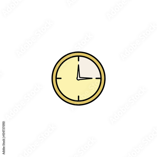 Clock face displays hours passing against white background illustration
