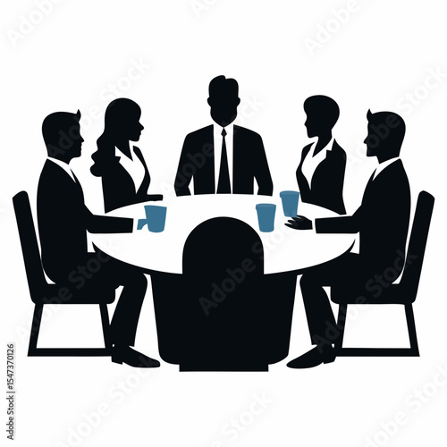Silhouette vector art of business people having a meeting together