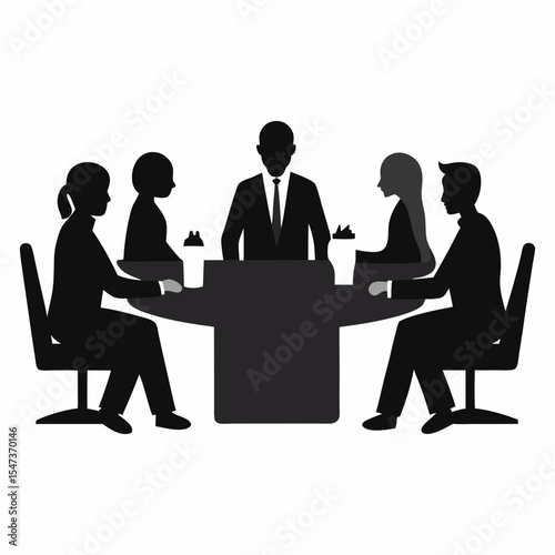 Silhouette vector art of business people having a meeting together