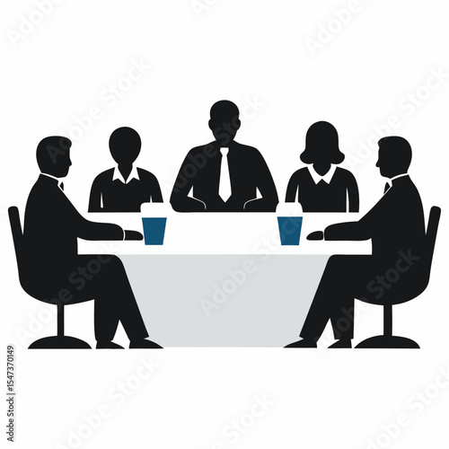 Silhouette vector art of business people having a meeting together