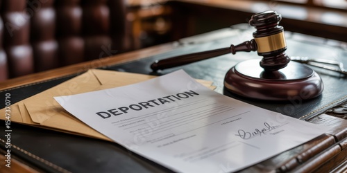 Deportation Order with Gavel in Courtroom