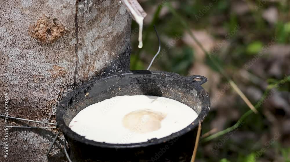 Rubber Tapping Process in Phuket, Thailand