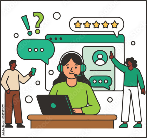 Customer Support Vector Illustration on White Background.