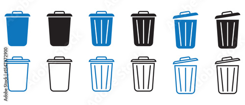 Bin icon set. Bin solid and line icon set. vector collection. eps file.