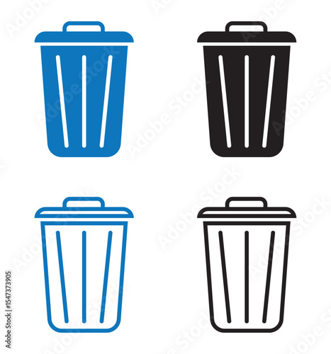 Bin icon set. Bin solid and line icon set. vector collection. eps file.