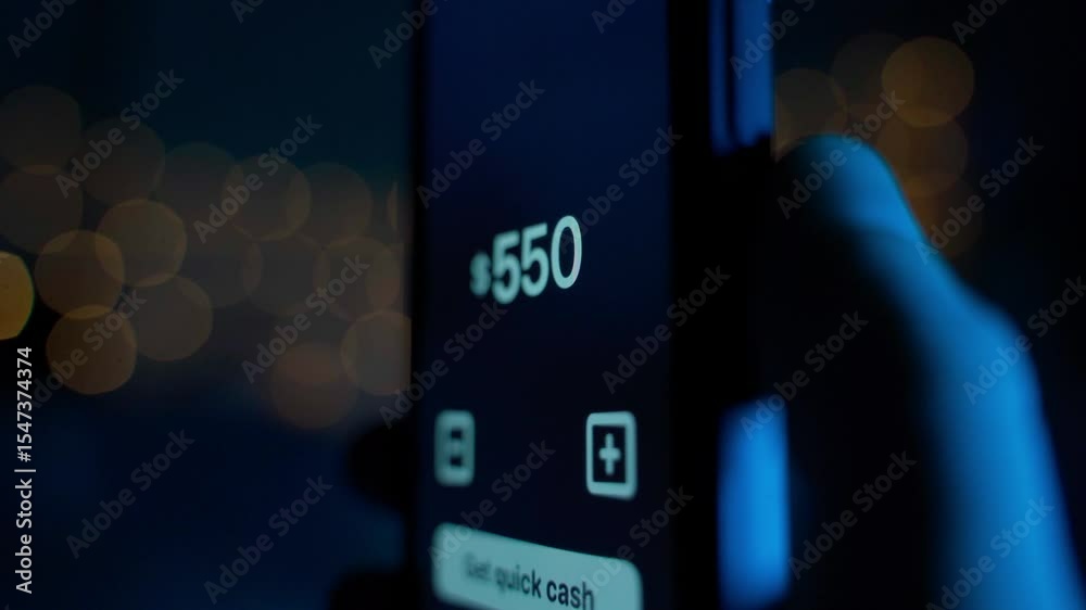 A fictional mobile application for getting quick money. A person chooses the amount of money and instantly receives it.