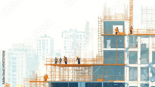 Construction Site in City Skyline: Urban Development and Modern Architecture
