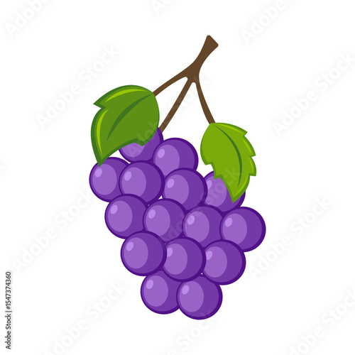 Grapes Fruit Vector Flat Illustration