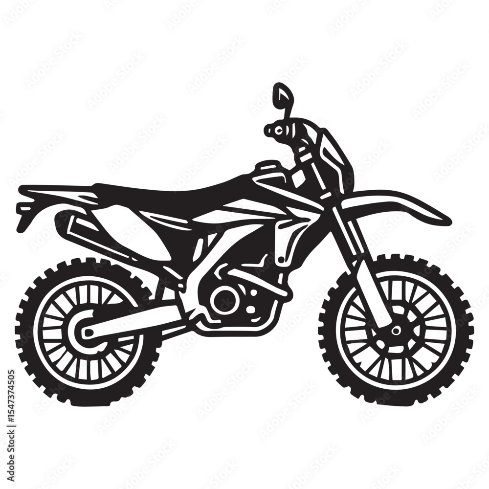Obraz premium Dual Sport Motorcycle Clipart Classic Bike Silhouette Graphics for Sublimation and T Shirt Designs