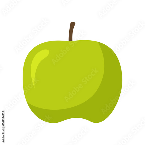 Green Apple Fruit Vector Flat Illustration