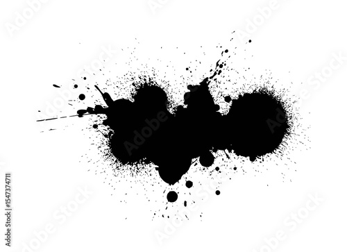 Abstract Black Ink Splatter Vector Element  Grunge Paint Stain and Splash Design Overlay