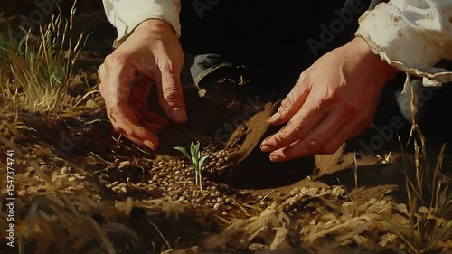 Planting a Seed: Hands Gently Nurturing New Life in the Earth