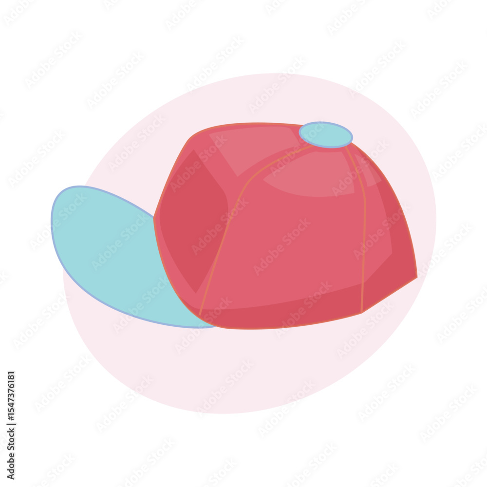Obraz premium Sporty cap, pink and blue, classic style, headwear for sun protection, stylish digital art, youth fashion