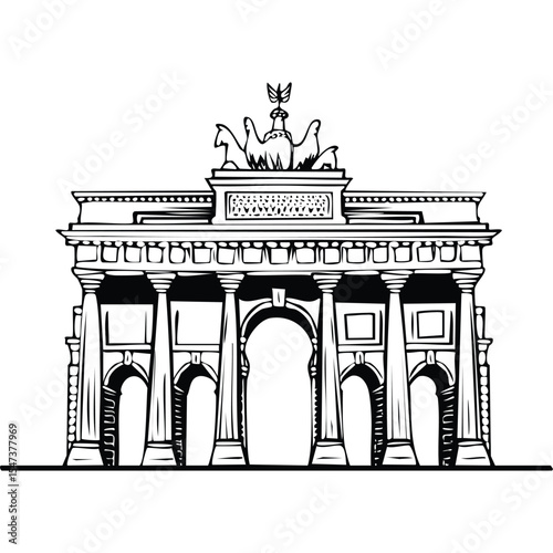 Brandenburg Gate, Berlin - Minimal vector line illustration of Brandenburg Gate