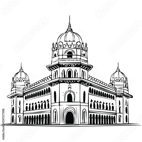 Chhatrapati Shivaji Maharaj Terminus (CST)_Minimal vector line illustration of Chhatrapati Shivaji Terminus