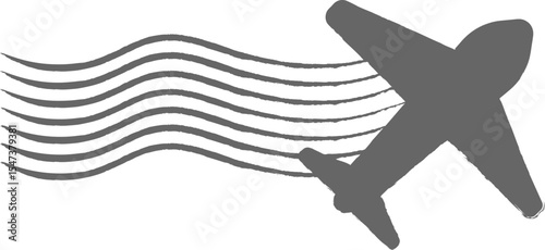 Airplane Postal Stamp Illustration