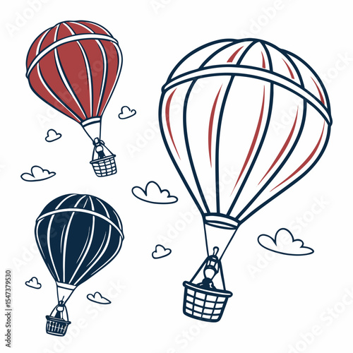 Three hot air balloons soaring through clouds adventure travel