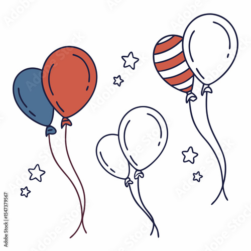 Festive balloons celebration party decorations red white blue stars