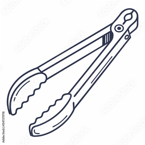 Professional kitchen tongs illustration isolated on white background