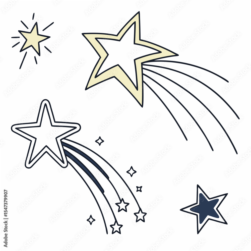 Obraz premium Shooting stars design elements transparent background professional cutout